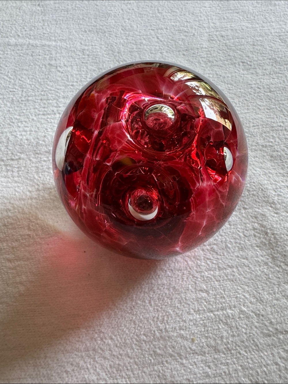 Red Blown Glass Paperweight ~ Signed